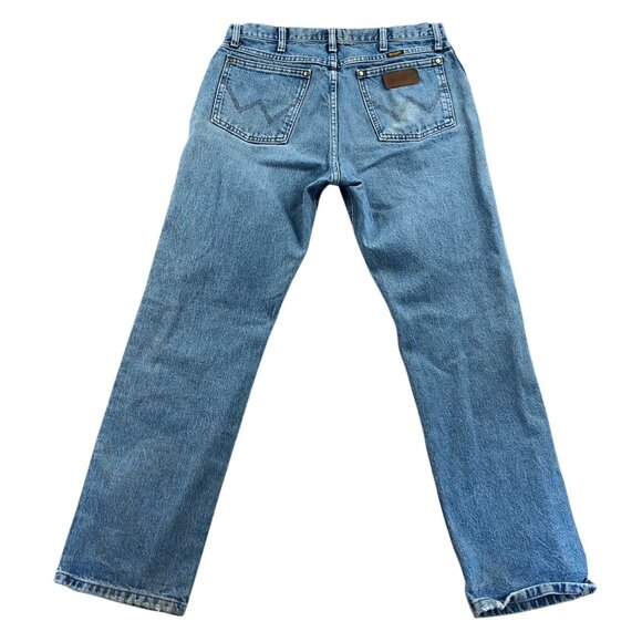 Wrangler Mens Jeans Size 33x32 Regular Fit Straight Leg Blue Ddenim 47MWCSV - Picture 2 of 12